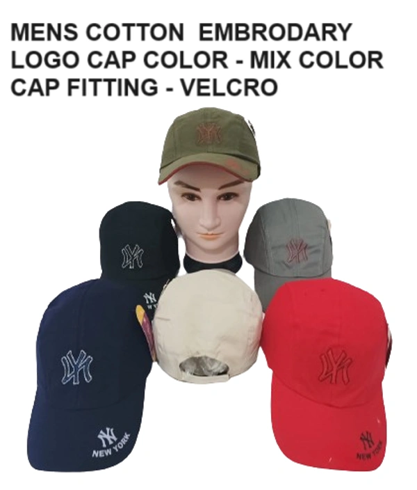 Mens Cotton Embrodary Logo Cap Color - Mix Color Cap Fitting Velcro - Free, 6