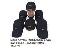 Mens Cotton Embrodary Logo Cap Color - Black Color Cap Fitting Velcro - Free, 6