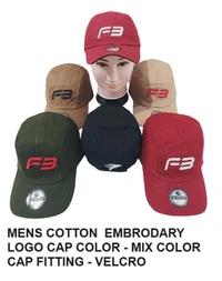 Mens Cotton Embrodary Logo Cap Color - Mix Color Cap Fitting  Velcro - Free, 6