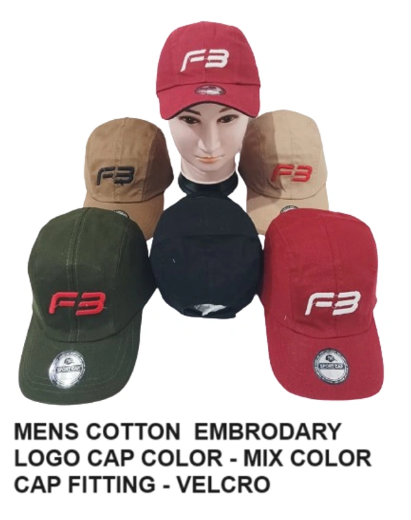 Mens Cotton Embrodary Logo Cap Color - Mix Color Cap Fitting  Velcro - Free, 6