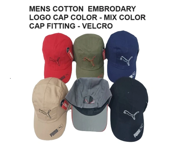 Mens Cotton Embrodary Logo Cap Color - Mix Color Cap Fitting  Velcro - Free, 6