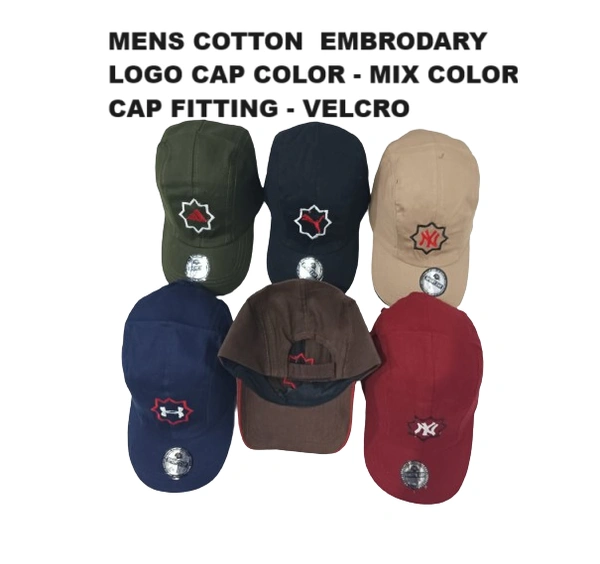 Mens Cotton Embrodary Logo Cap Color - Mix Color Cap Fitting Velcro - Free, 6