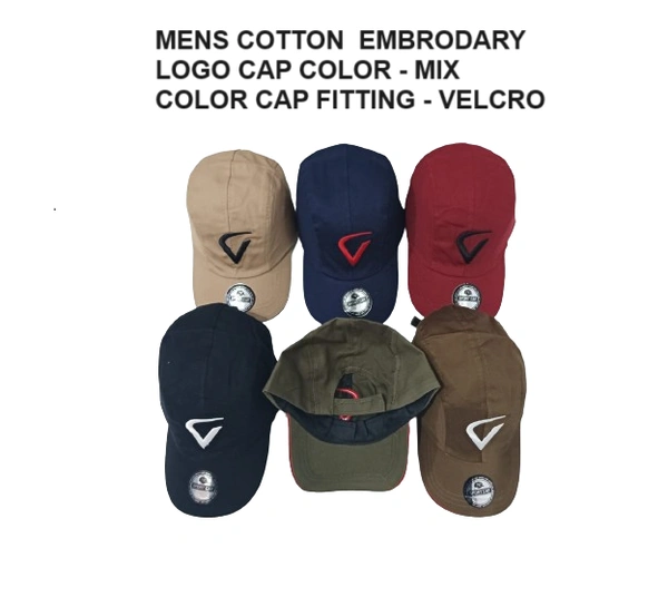 Mens Cotton Embrodary Logo Cap Color - Mix Color Cap Fitting Velcro - Free, 6
