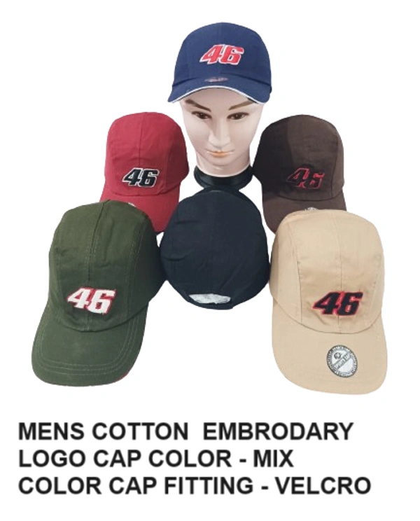 Mens Cotton Embrodary Logo Cap Color - Mix Color Cap Fitting Velcro - Free, 6