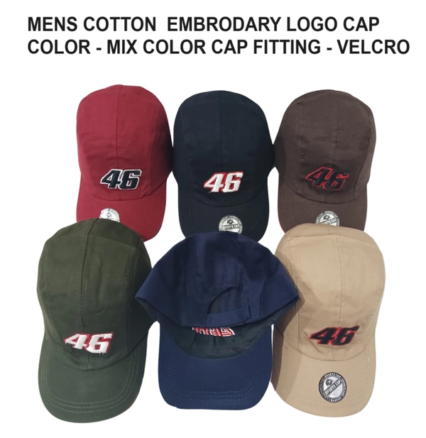 Mens Cotton Embrodary Logo Cap Color - Mix Color Cap Fitting Velcro - Free, 6