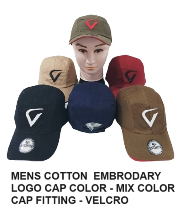 Mens Cotton Embrodary Logo Cap Color - Mix Color Cap Fitting Velcro - Free, 6