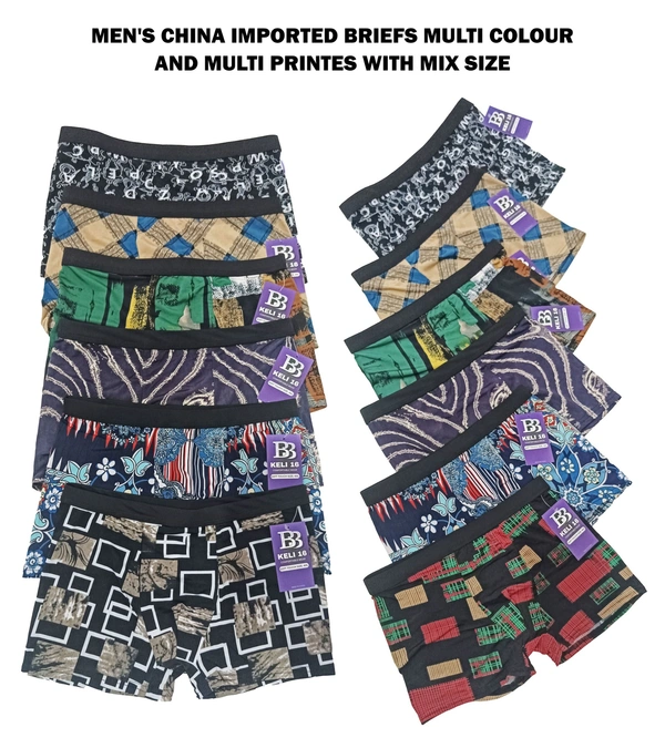 BIJKART Mens China Imported Briefs  Multi Color And Multi Printed With Mix Size - S, 12