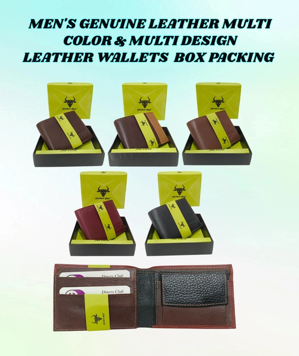 Mens  Genuine Leather Multi Color And Multi Design Leather Wallets Box Packing - Free, 6