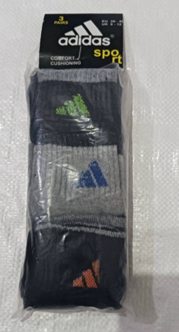 Men Mix Branded Cotton  Socks, Mix Color Pack Set Of 6(3 Pcs In 1Pouch), - Free, 6