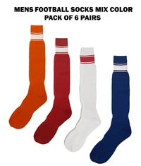 Mens Football Socks Mix Color Pack Of 6 Pairs - Free, 6