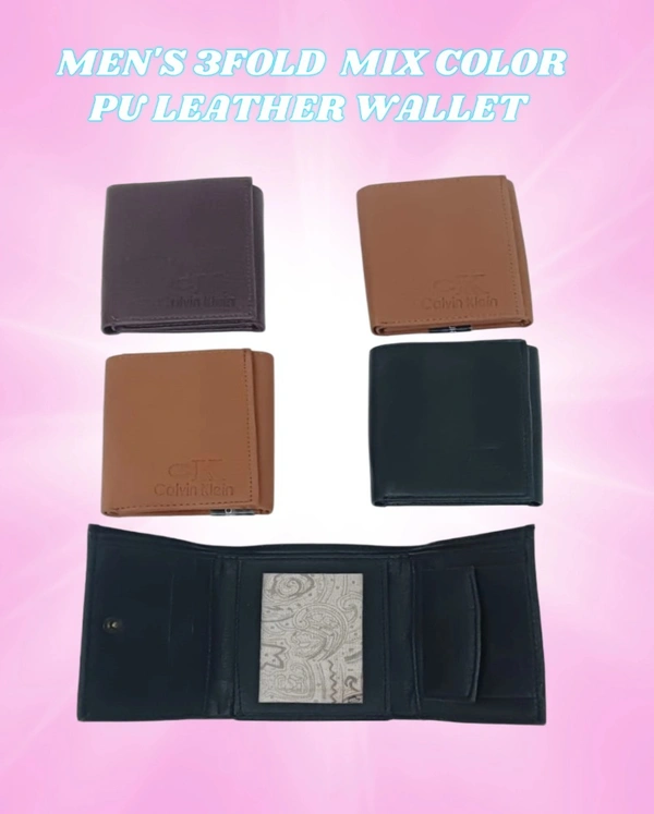 Mens 2 Fold Mix Color PU Leather Wallet - Free, 6