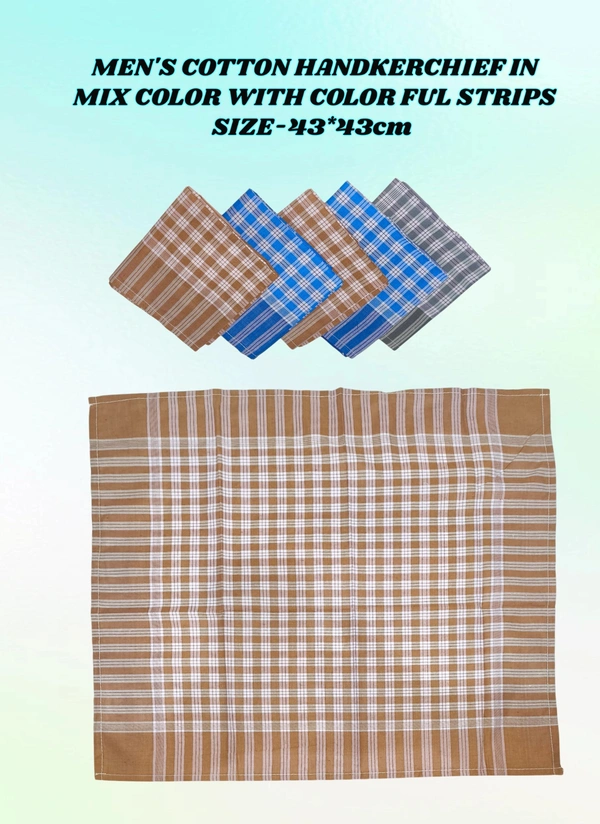 Mens Cotton Multi Color Check Hanfkerchief Set Of 12 - 12