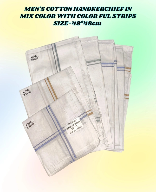 Mens Cotton White Check Super Quality Handkerchief - 12