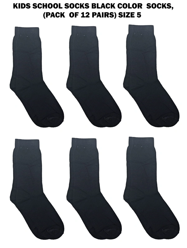 Kids School Black Color Socks, (Pack Of 12 Pairs) Size 5 - Size 5, 12