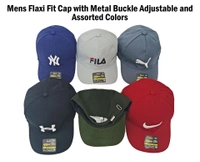 Mens Embrodary Flaxi Fit Material Cap  Color - Mix Color Pack  Fitting - Steel Buckle - Free, 6