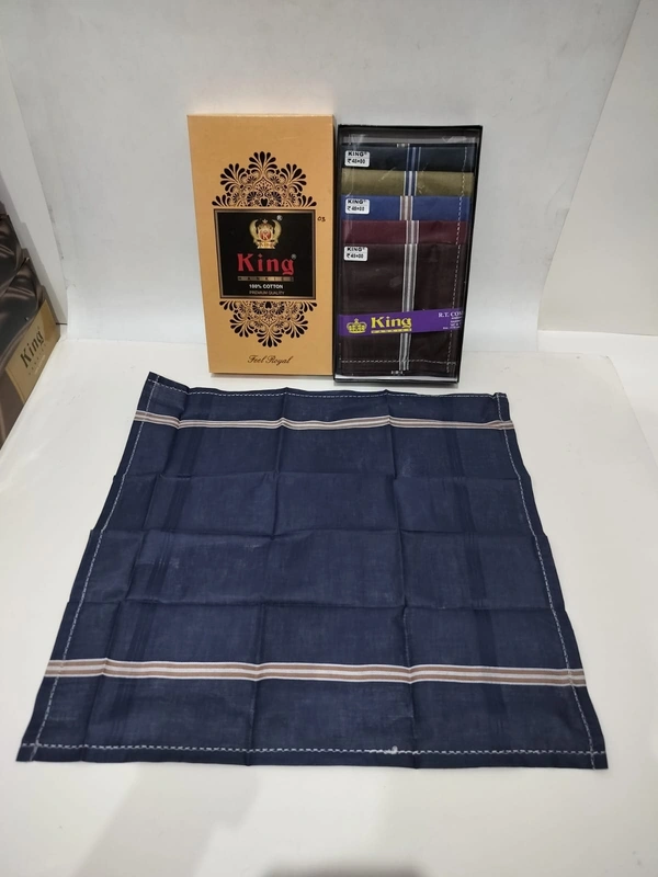 King Pure White Cotton Hankies Set Of 12 Pcs In Box - 12