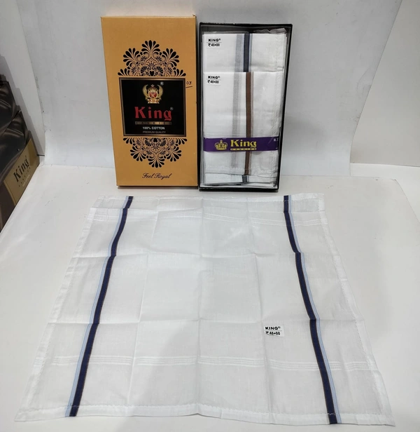 King Pure White Cotton Hankies Set Of 12 Pcs In Box - 12