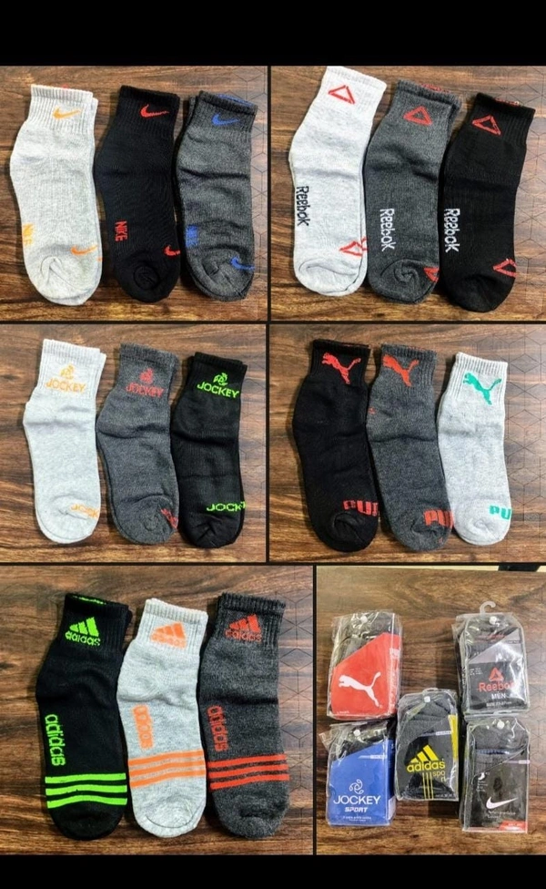 Men Mix Branded Cotton  Socks, Mix Color Pack Set Of 12 Pairs (3 Pair In 1Pouch), - Free, 12