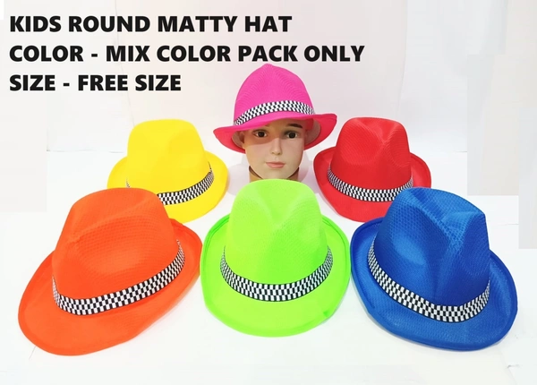 Kids Round Matty Hat Color - Mix Color Pack Only Size - 8 Year To 15 Year - Small, 6
