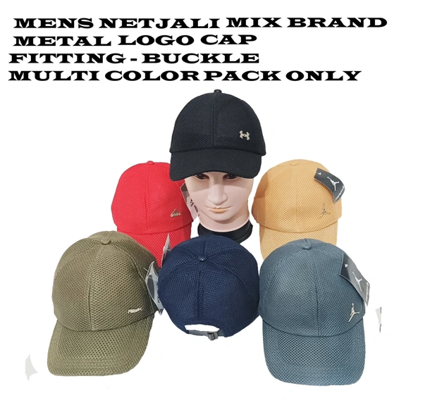 Brand - Classic  Mens Net Jali Classic Logo Cap Fitting - Buckle Premium Nett Cap Multi Color Pack Only - Free, 6