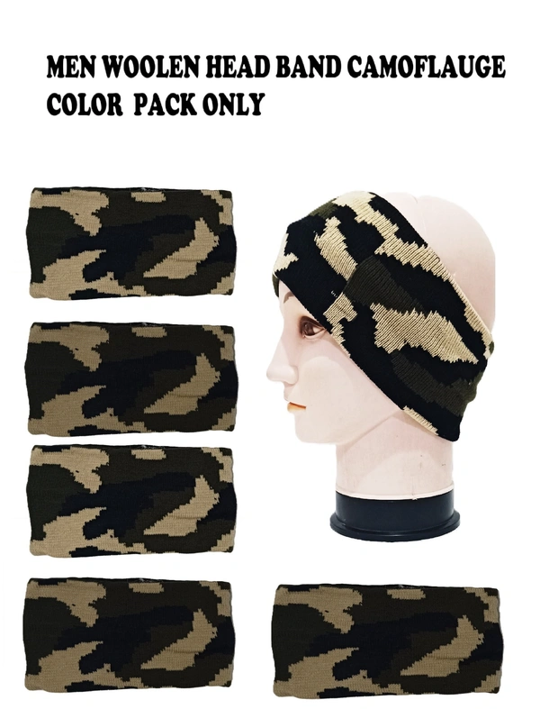 Men Woolen Head Band Camoflauge Color Pack Only - Head Band, 6