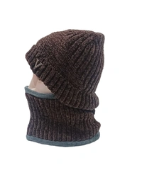Soft Velvet Men Woolen Cap With Neck Warmer And Cap With Inside Furr Color Brown Color Pack Only - Free, 6