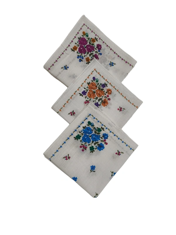Cotton Multi Color Multi Printed Colorful Hankies Set Of 12 - 12