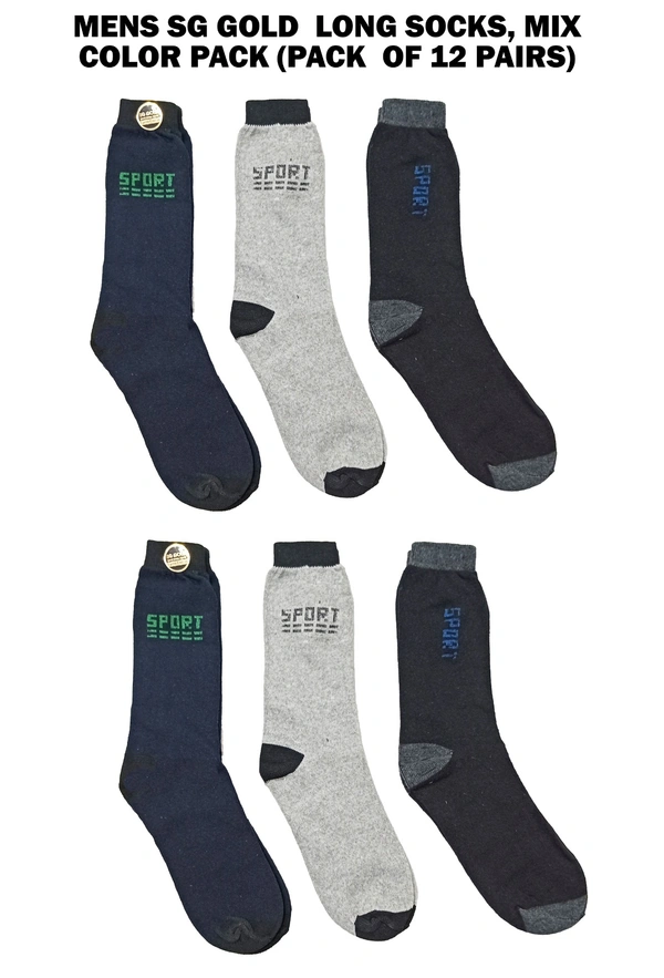Mens Long Socks, Mix Color Pack (Pack  Of 12 Pairs) - Free, 12