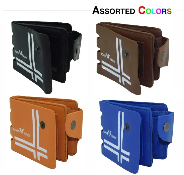 Mens  2 Fold Mix Color Pu Leather Wallet - Free, 6