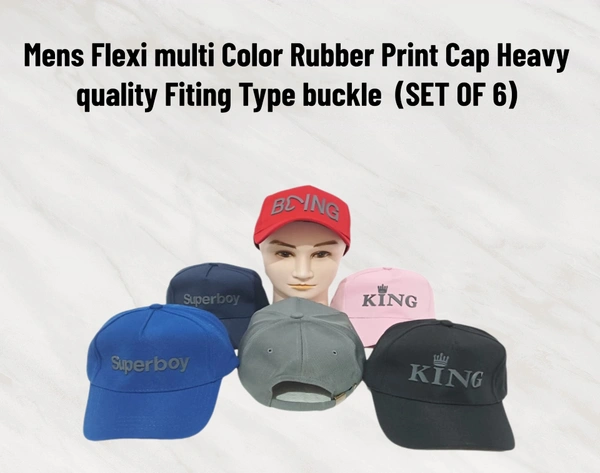Mens Rubber Multi Color Multi Prints Flaxi Fit Cap - Free, 6
