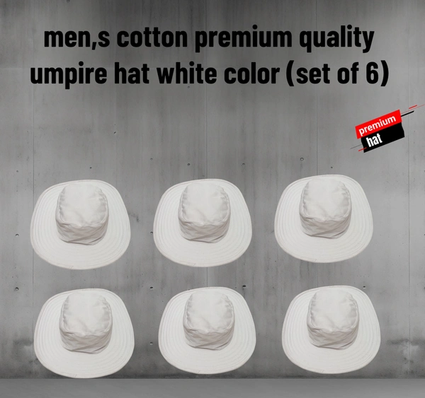 BIJKART MENS COTTON PREMIUM QUALITY WHITE UMPIRE HAT - FREE, 6