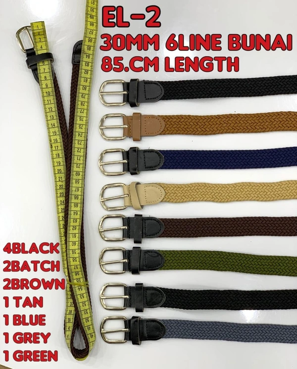Men Stretchable Canvas Pin Hole Buckle Belt Mix Color Pack Only  Size-Length-85Cm  Width-30Mm - 30 mm, 12