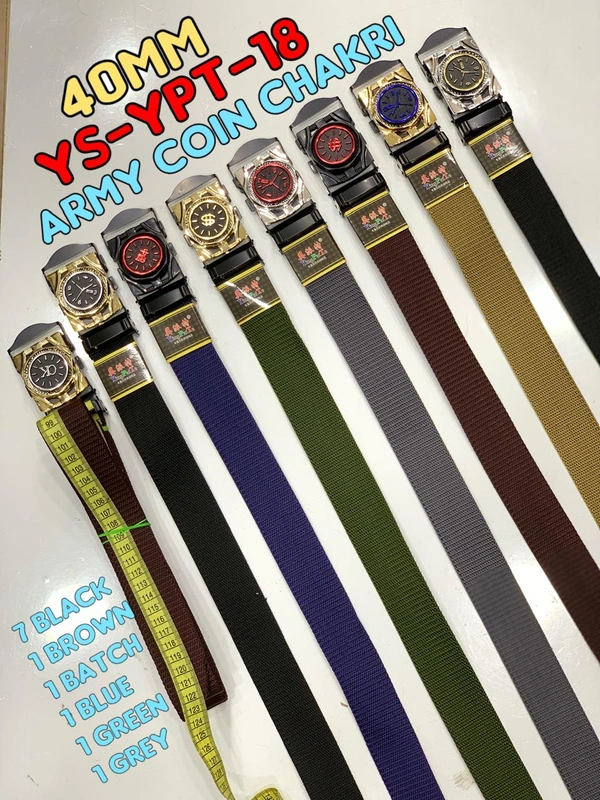 Men'S   Canvas Nylon Fabric  Multi  Color Mix Army Coin Chakri   Auto Lock Buckle  Belt Size- Length-Over Size-Width-40Mm - 40 mm, 12