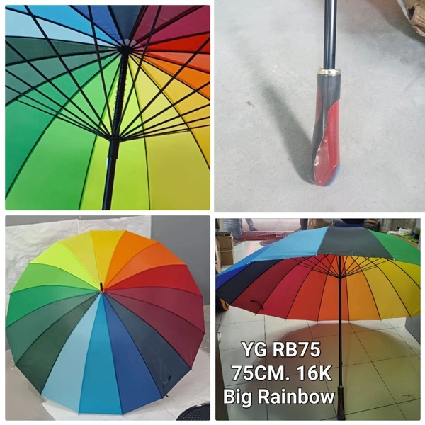 Rainbow Single Fold Big Size Umbrella Plain And Solid Assorted Colour Size -75Cm - 75 Cm, 6