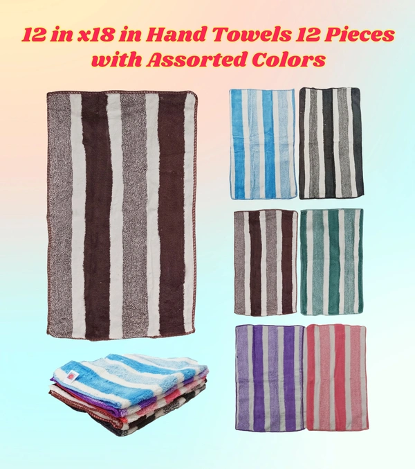 BIJKART 12 in x18 in Hand Towels 12 Pieces with Assorted Colors - 12/18, 12