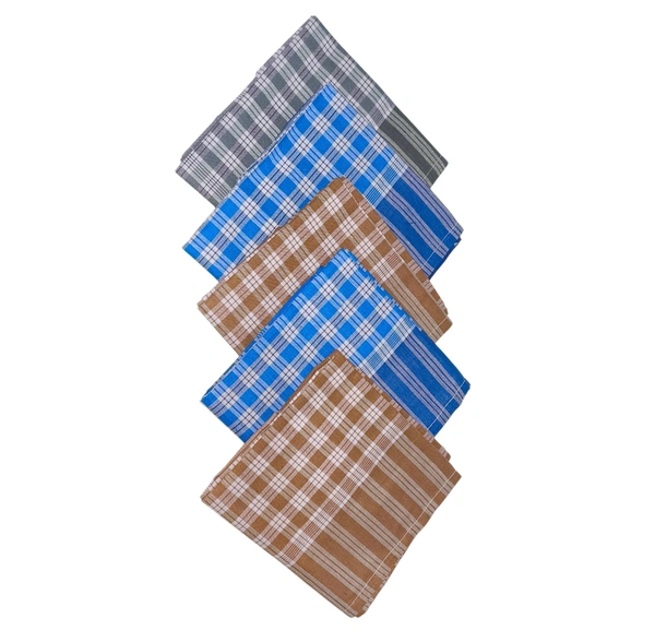 Mens Cotton Multi Color Check Hanfkerchief Set Of 12 - 12