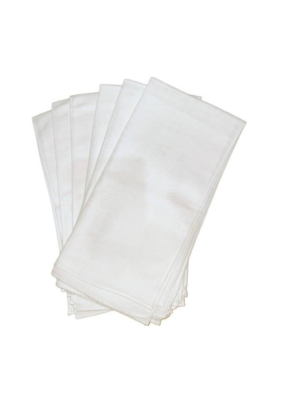 Mens Cotton White Color Vip Handkerchief - 12