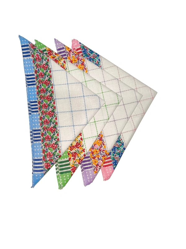 Cotton Multi Color Multi Prints Colorful Hankies - 12