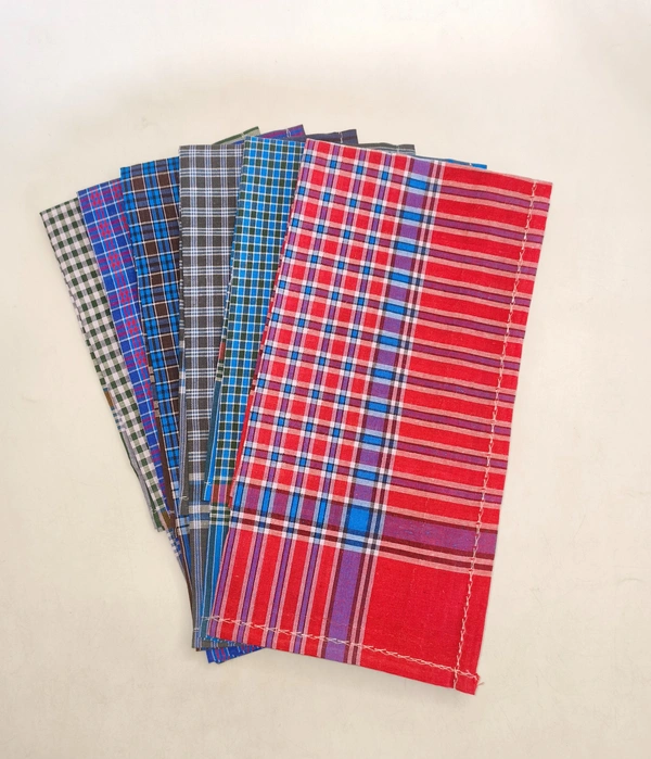 Mens Cotton Multi Color  Check Super Quality Handkerchief - 12