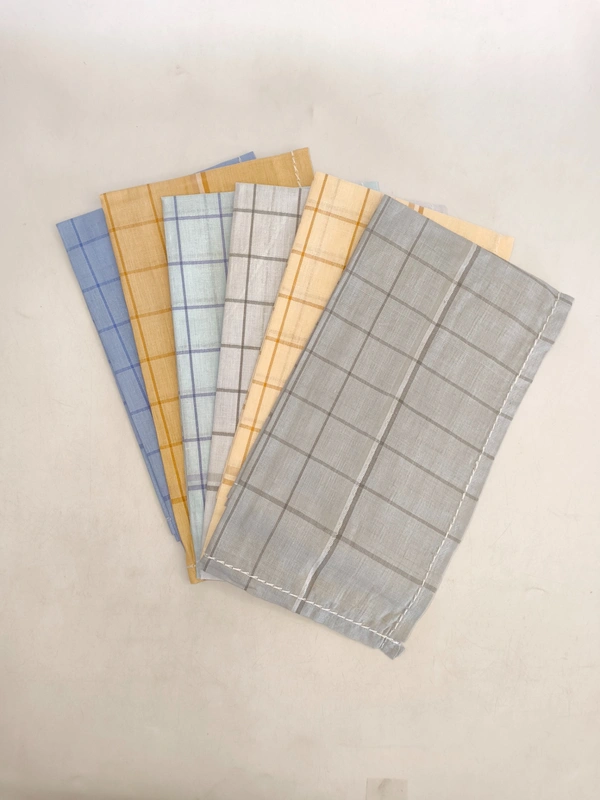 Mens Cotton Check Multi Color Handkerchief Stripes - 12
