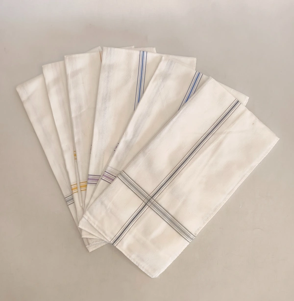 Mens Cotton White Check Super Quality Handkerchief - 12