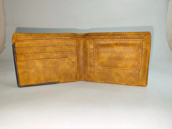 Mens  2 Fold Pu Leather Cutting Wallet In Mix Color - Free, 6