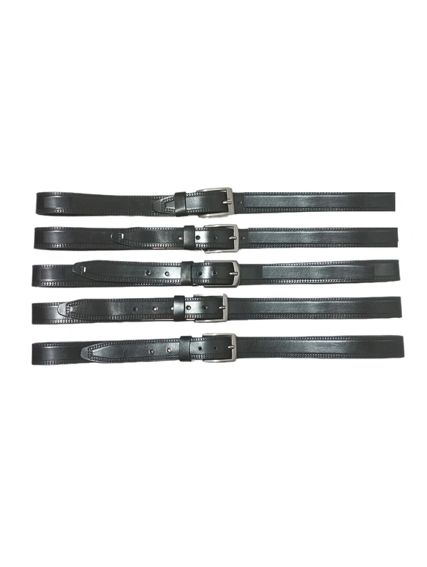 35 Mm P2C Fancy Design Mens Genuine Leather Black Color Belt - 35 MM, 12