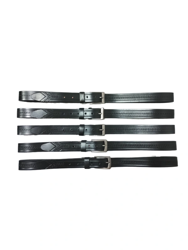 35 Mm P2C Fancy Design Mens Genuine Leather Black Color Belt - 35 MM, 12
