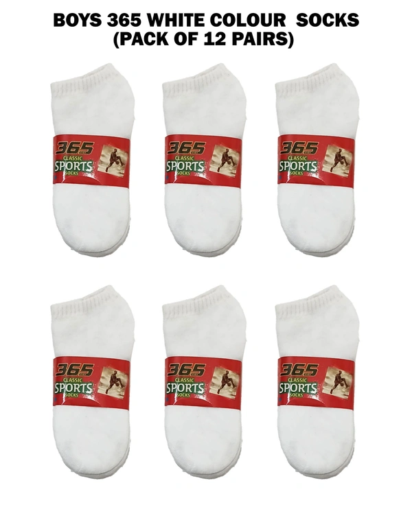Boys White Colour  Socks (Pack Of 12 Pairs) - Free, 12