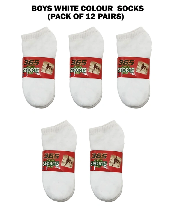 Boys White Colour  Socks (Pack Of 12 Pairs) - Free, 12