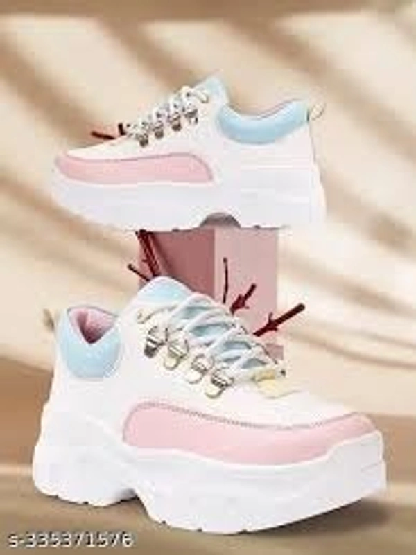 ADIDAS Classic white sneakers with black stripes, stylish & comfy. - 5,6,7., Pink