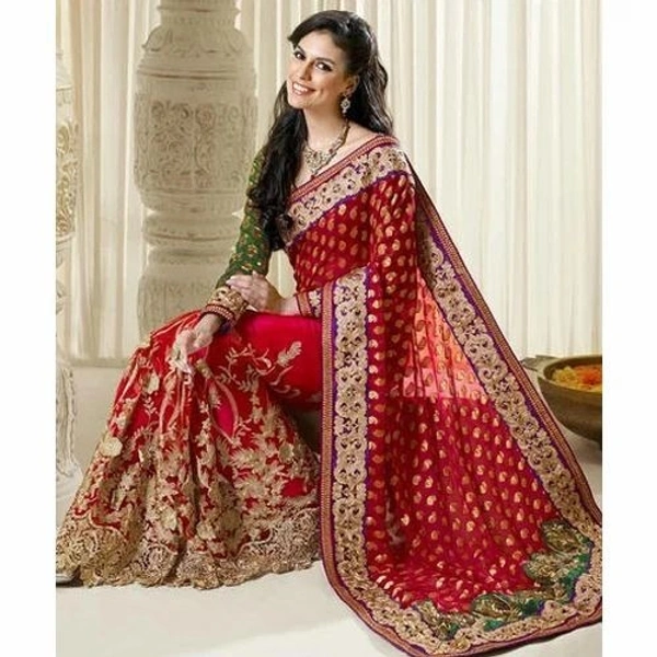 LUXARY SAREE BRAND OF INDAN BEST WOMEN QULIYT - Red