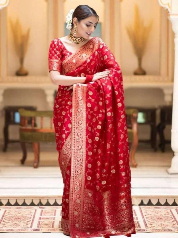 LUXARY SAREE BRAND OF INDAN BEST WOMEN QULIYT - Red