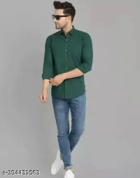 KLIEDER men solid full sleeve casual shirt-Green. - 26, 28, 30, Malachite